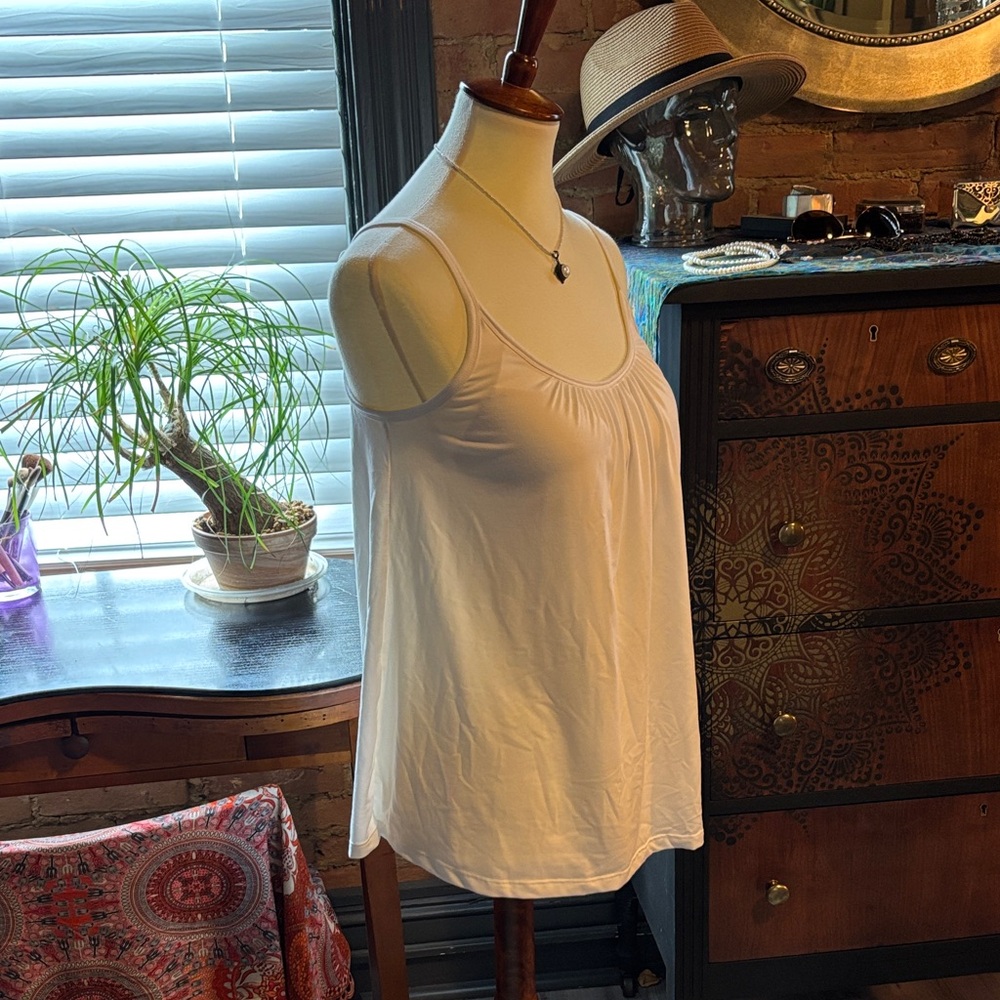White Spaghetti Strap Tank with Bra- 
TANKS 2 FOR $10! Bundle and message me! - Picture 2 of 5